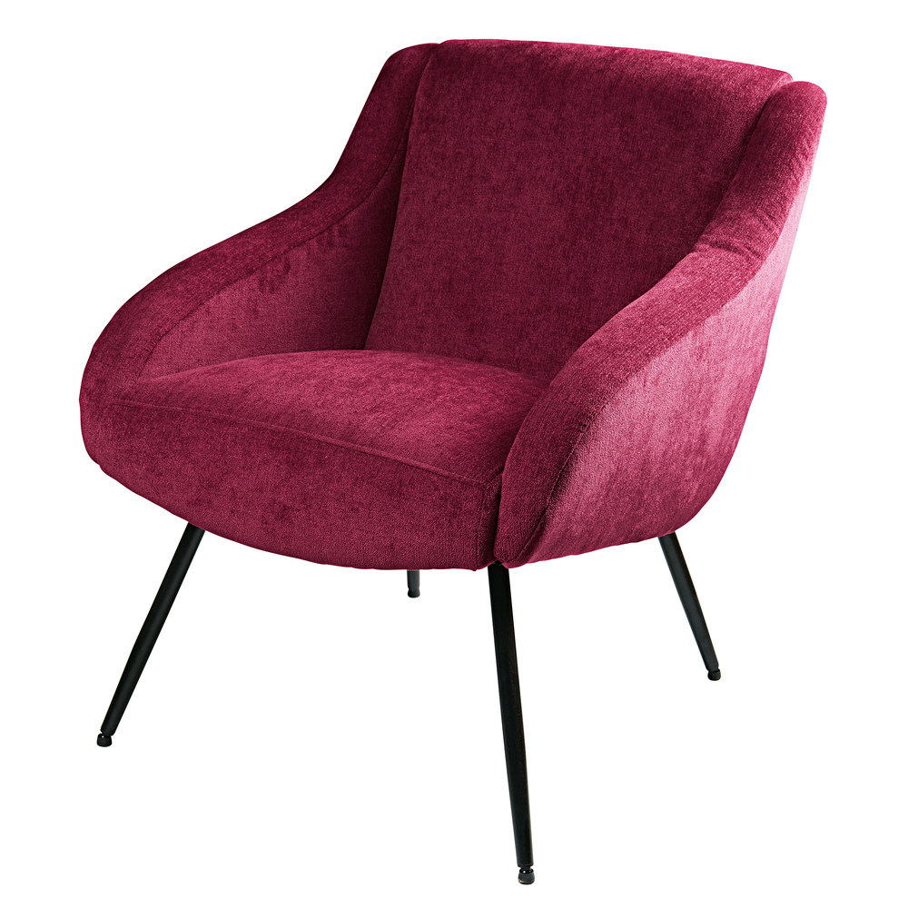 Sillón de terciopelo burdeos y metal Joyce | Maisons du Monde