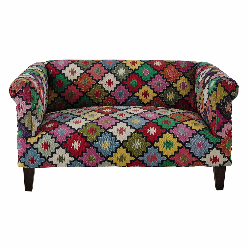 Sofá 2/3 plazas de trenzado kilim multicolor Arlequin Maisons du Monde