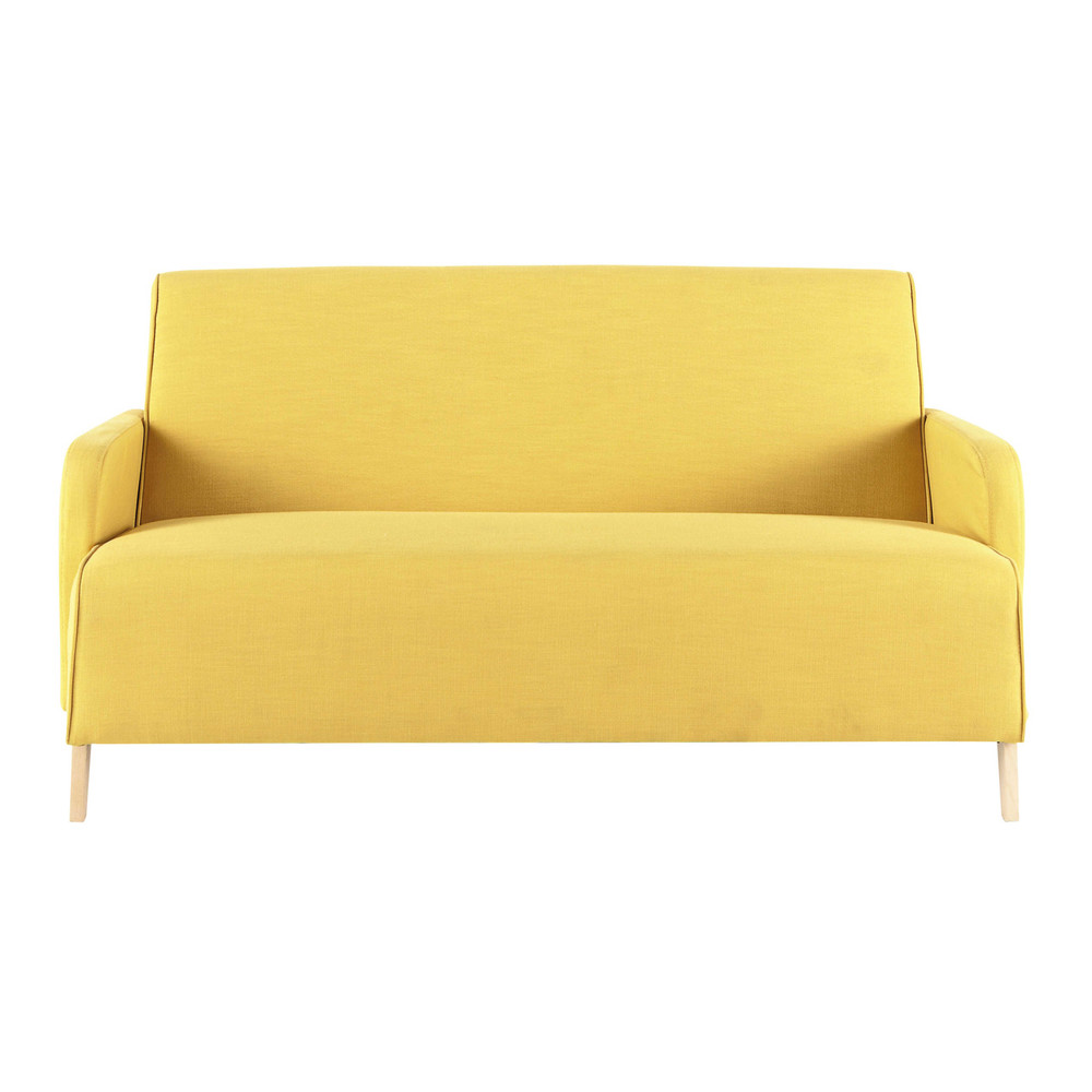 Sofá de 2 plazas de tela amarillo Adam Maisons du Monde