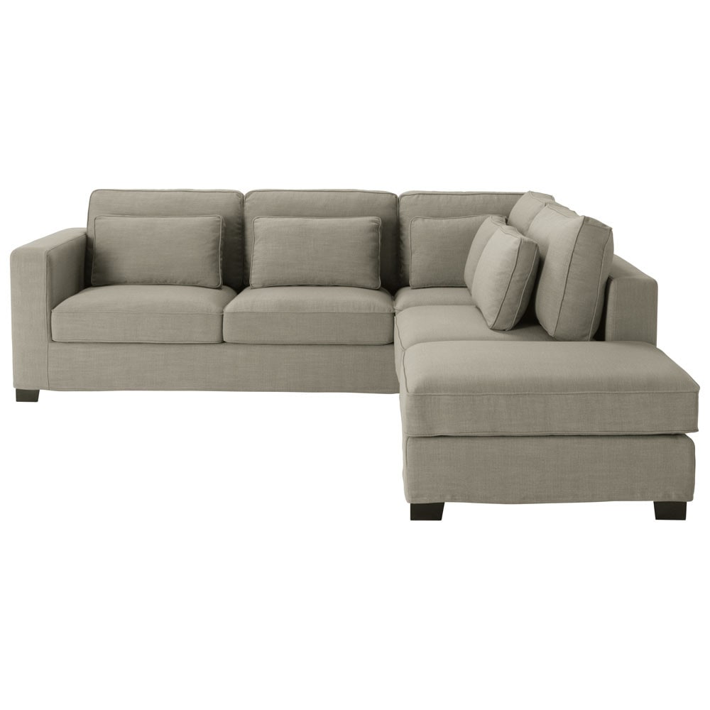 Sofá esquinero de 5 plazas de tela gris Milano Maisons du Monde