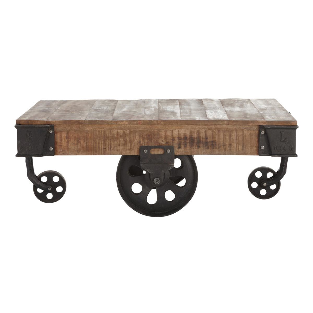 Solid Mango Wood And Metal Industrial Coffee Table On Castors W Solid Mango Wood And Metal Industrial Coffee Table On Castors W