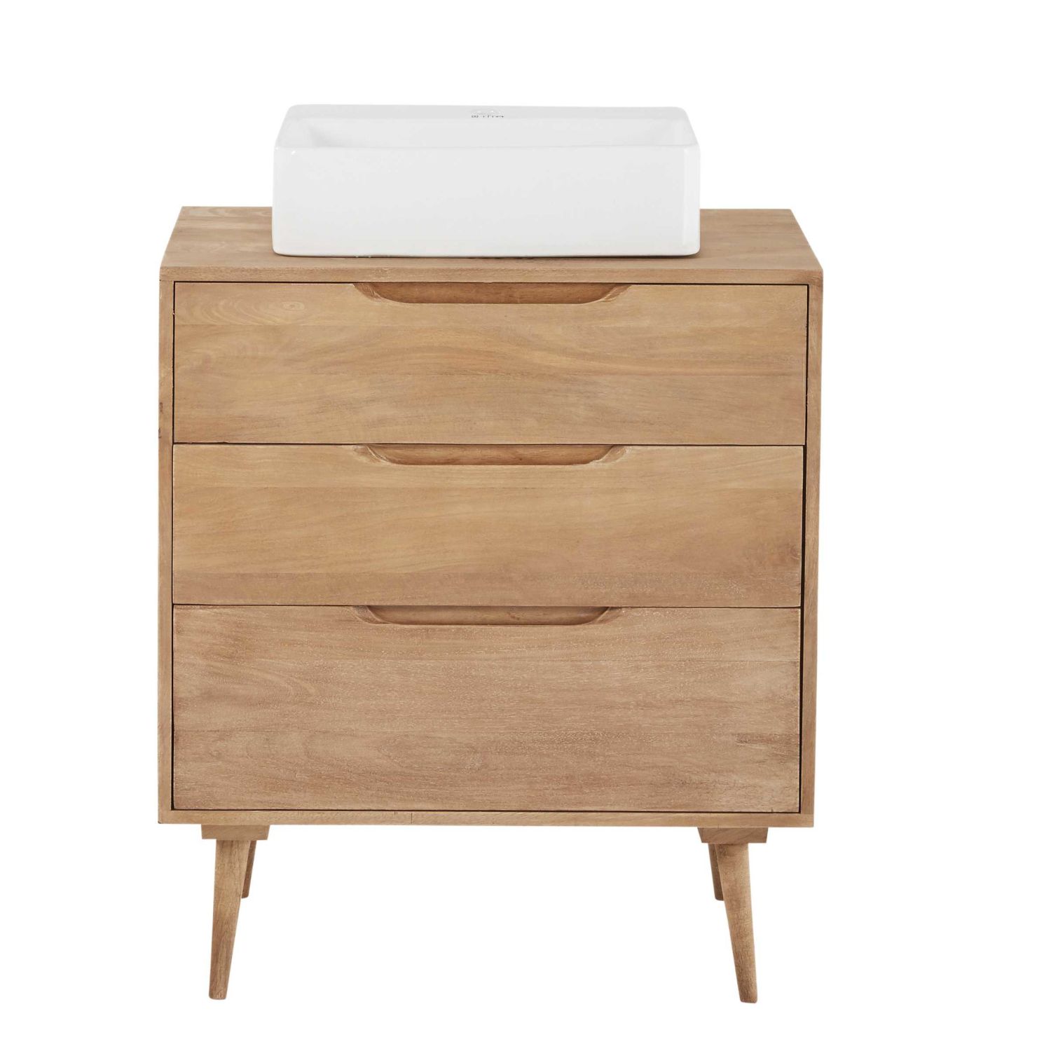 Solid Mango Wood Single Sink 3 Drawer Bathroom Vanity Trocadero Solid Mango Wood Single Sink 3 Drawer Bathroom Vanity Trocadero Maisons Du Monde