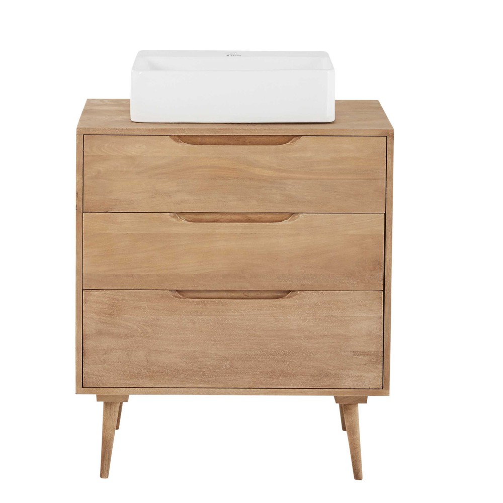Solid mango wood single sink 3drawer bathroom vanity Trocadero