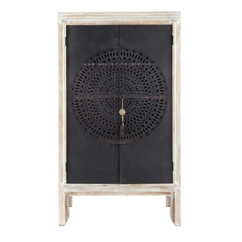 Solid mango wood wardrobe in grey finish W 104cm Menara Maisons du Monde