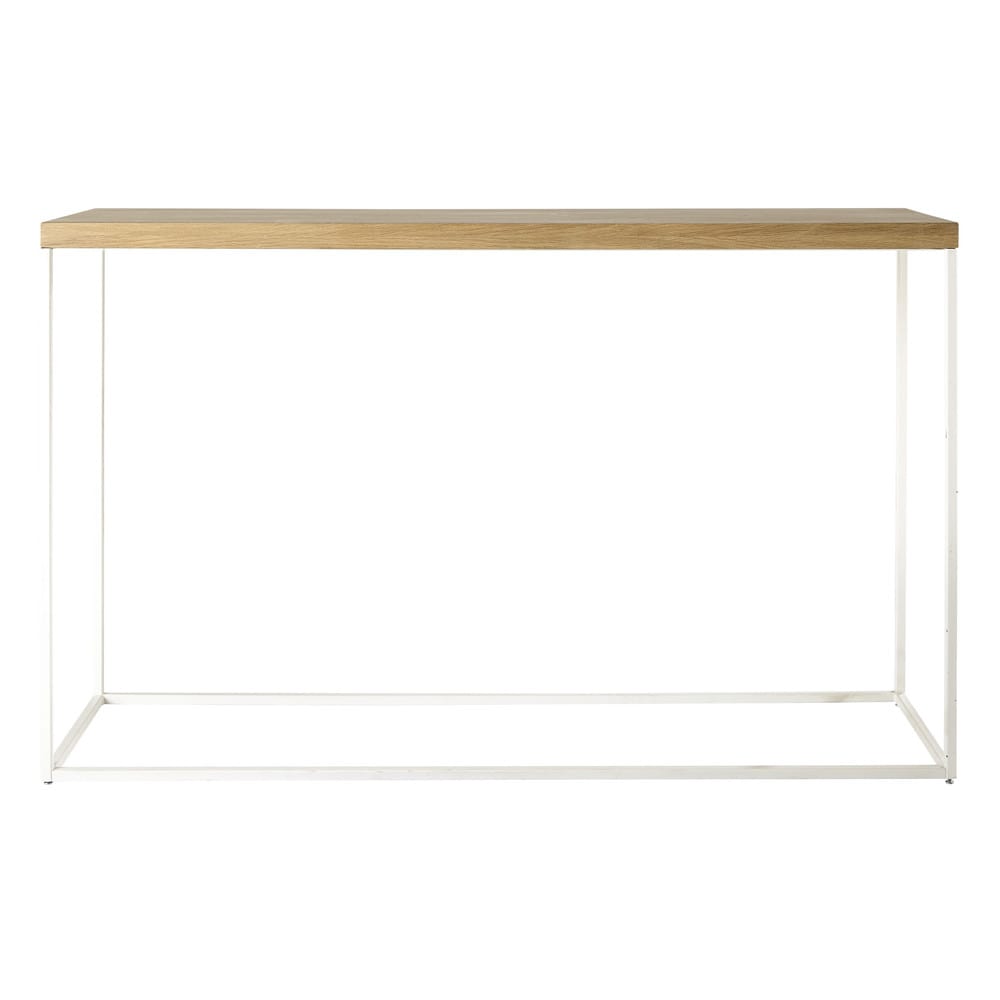 Solid oak console table in white W 130cm Austral Maisons du Monde