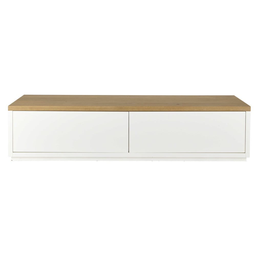 Solid oak TV unit in white W 180cm Austral | Maisons du Monde
