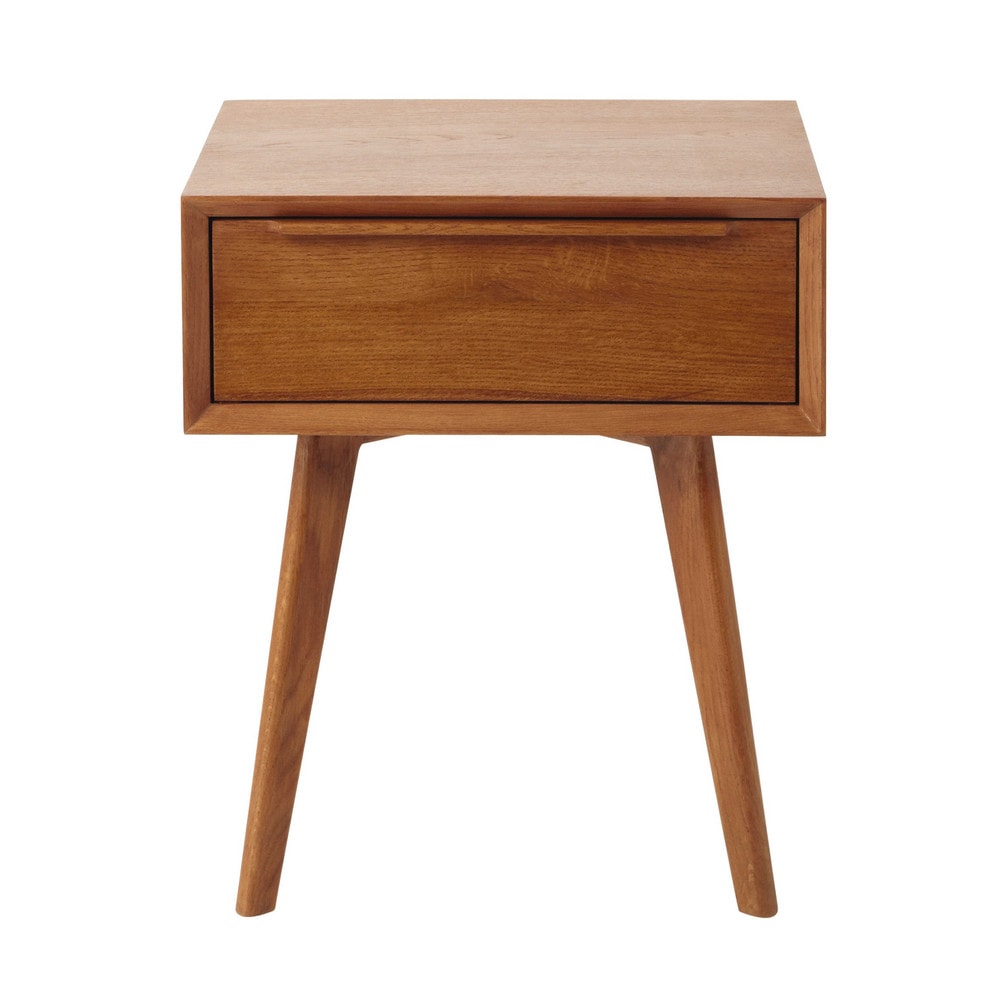 Solid Oak Vintage 1Drawer Bedside Table Portobello Maisons du Monde