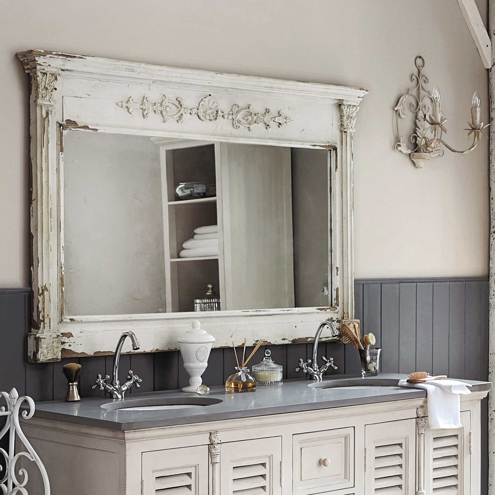 specchio in legno bianco h 97 cm albane