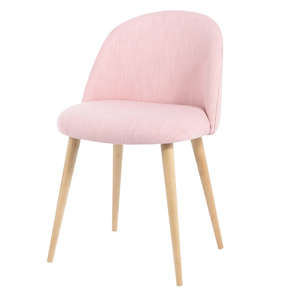Stuhl im vintage stil aus stoff rosa