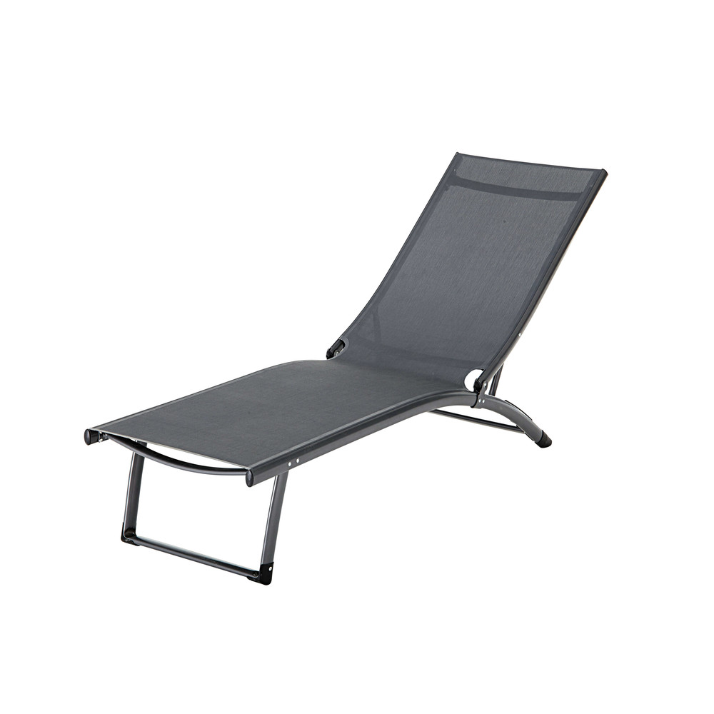 Sun lounger in aluminium and anthracite plasticcoated canvas Hurghada Maisons du Monde