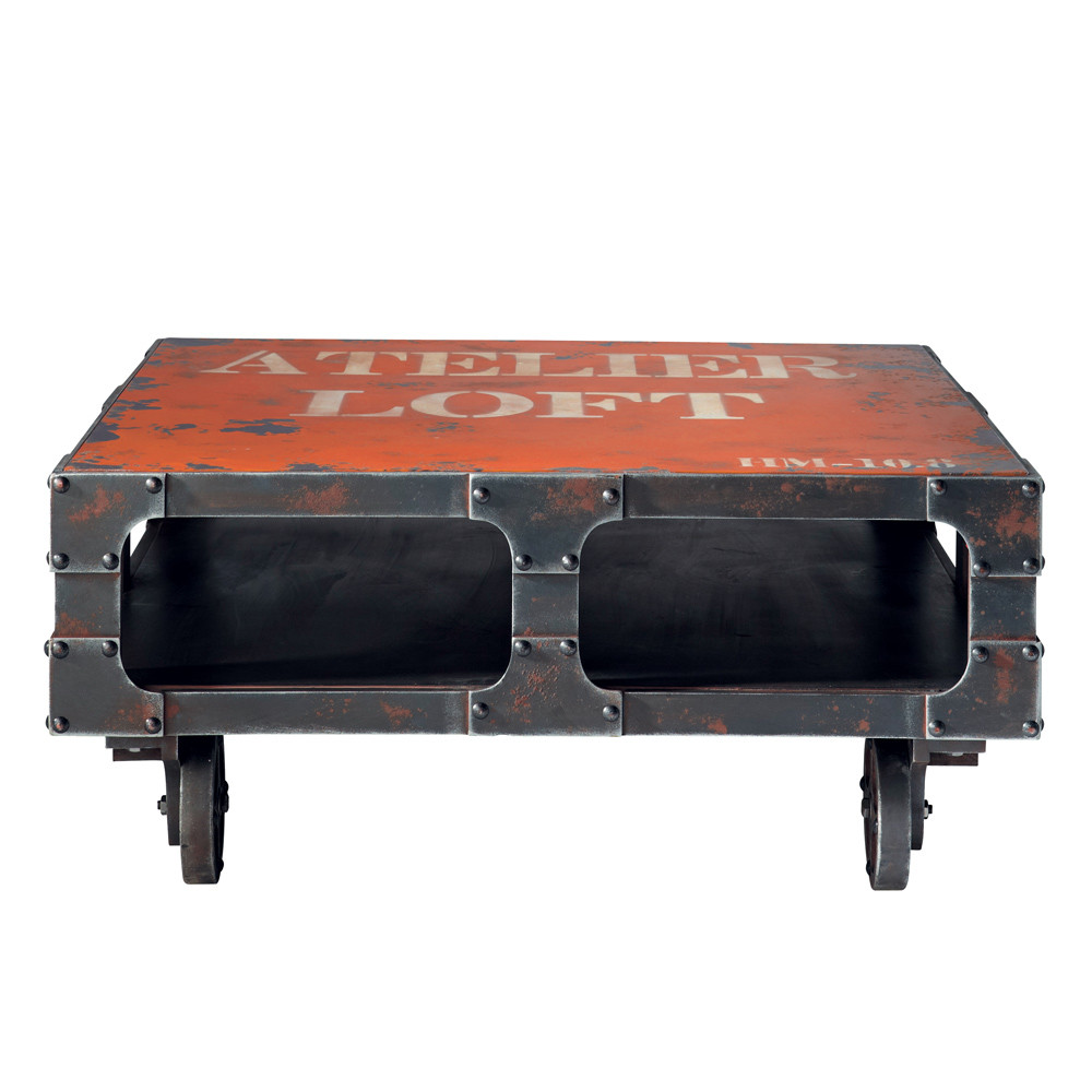 Table basse à roulettes rouge L 90 cm Terminus Maisons du Monde