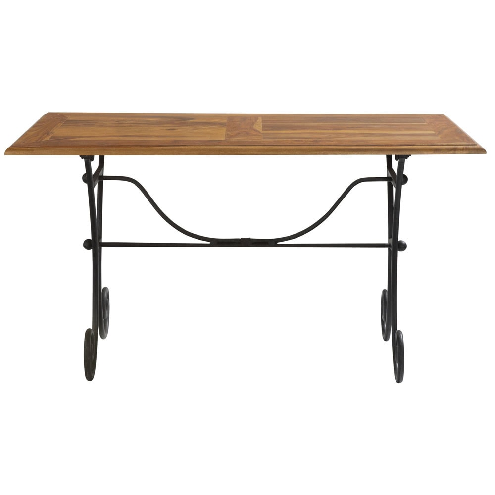 Table de salle à manger en bois de sheesham massif et fer forgé L 140 cm Lube -> Table Bistro Bois Et Fer Forgé Table de salle à manger en bois de sheesham massif et fer forgé L 140 cm Lube -> Table Bistro Bois Et Fer Forgé
