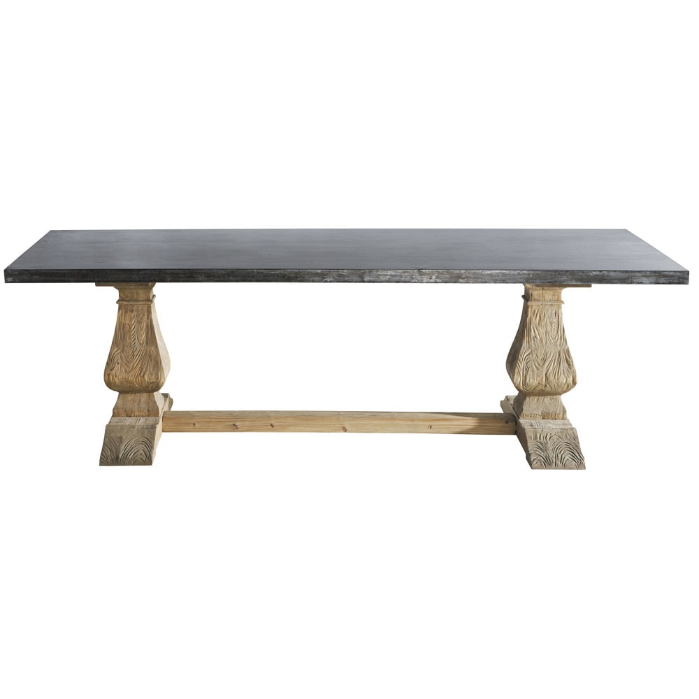 Table de salle à manger en métal et bois recyclé L 240 cm Lourmarin