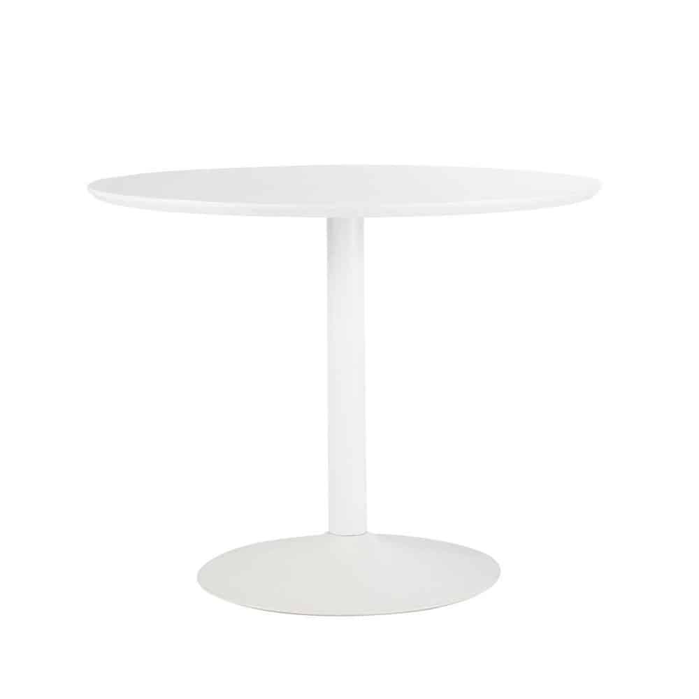 Table ronde de salle à manger en bois et métal blanche D 100 cm Circle Maisons du Monde