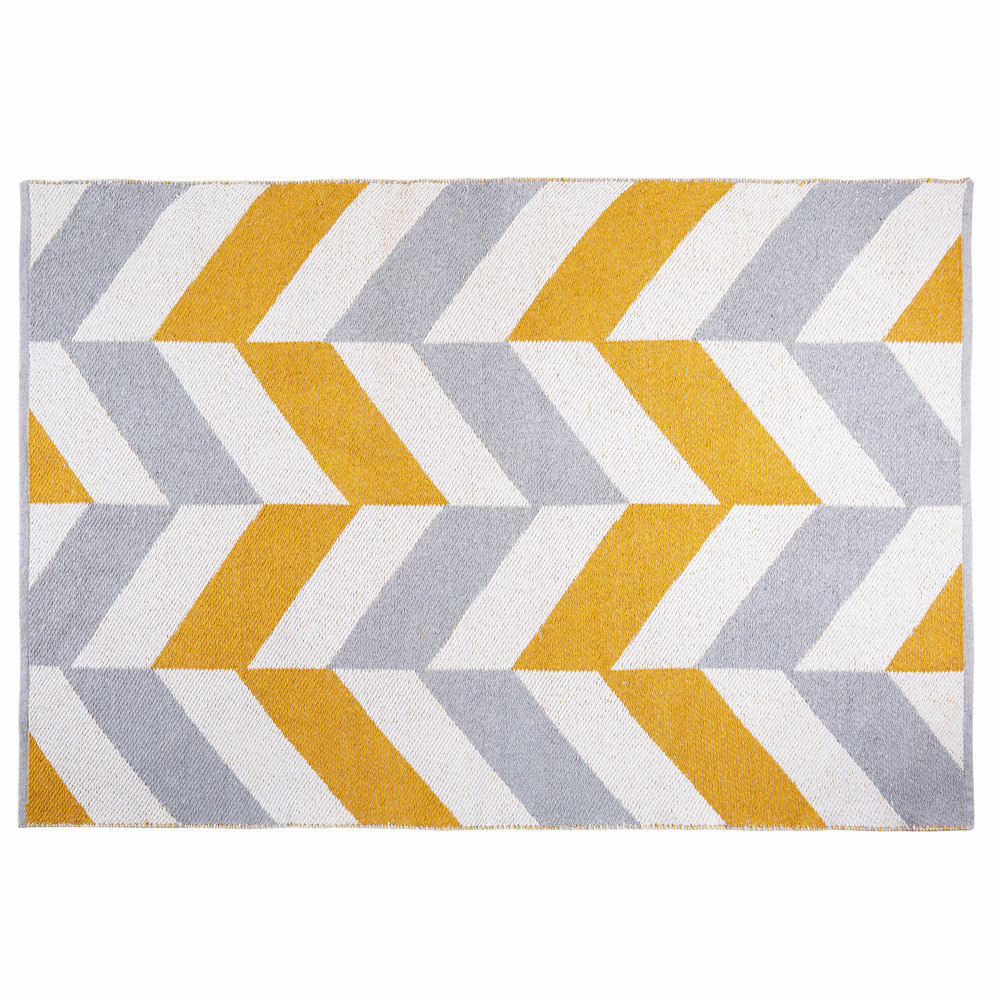 Tapis graphique en coton gris et jaune 180x120cm JOY