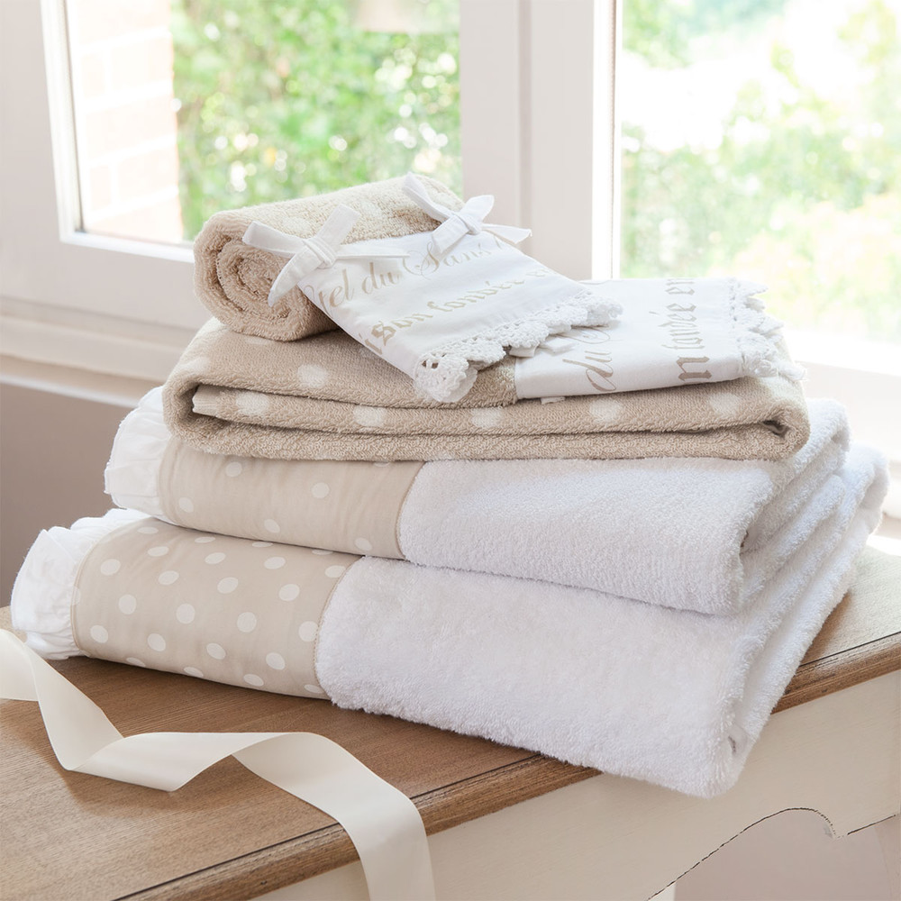 telo bagno beige in cotone 100 x 150 cm sans souci