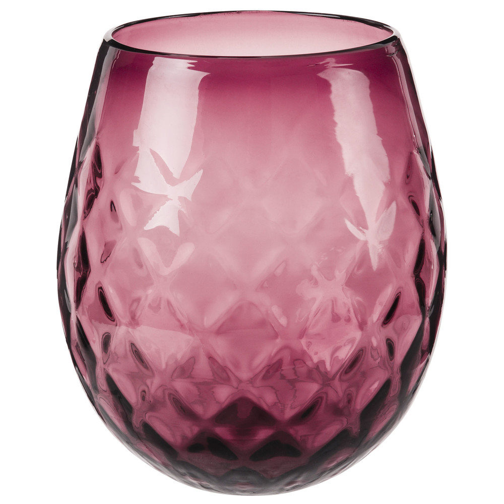 Vase en verre martelé teinté rose H21 Maisons du Monde