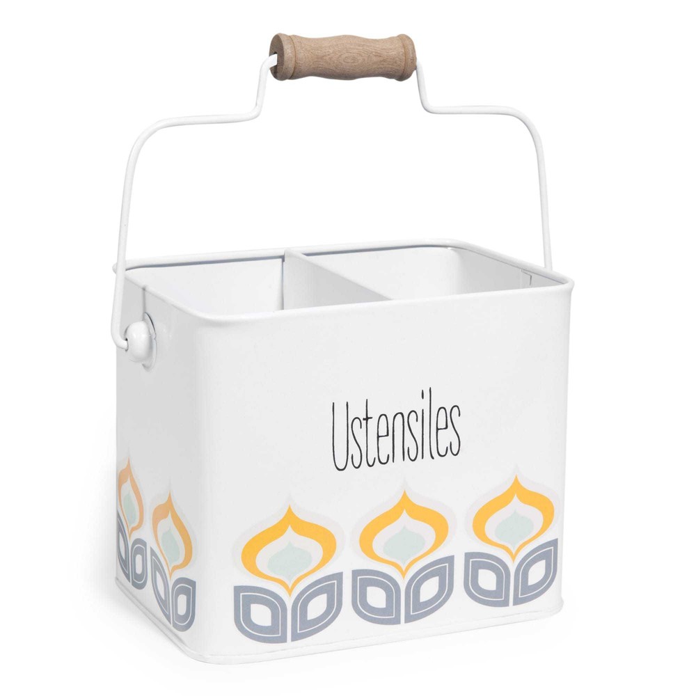 VINTAGE LEMON printed white metal utensil holder Maisons du Monde