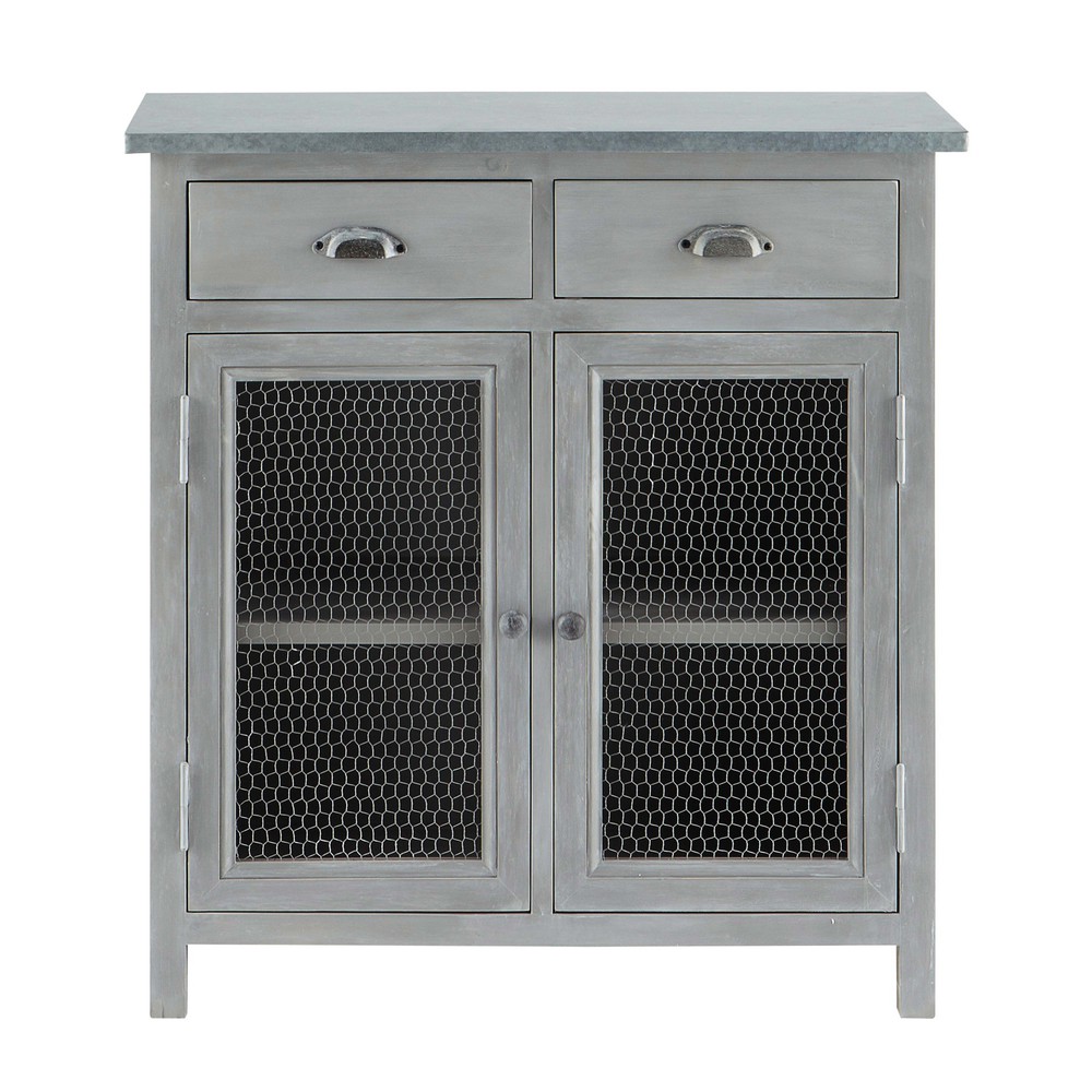 Vorratsschrank aus Hevea-Holz, L 80 cm, grau Zinc | Maisons du Monde