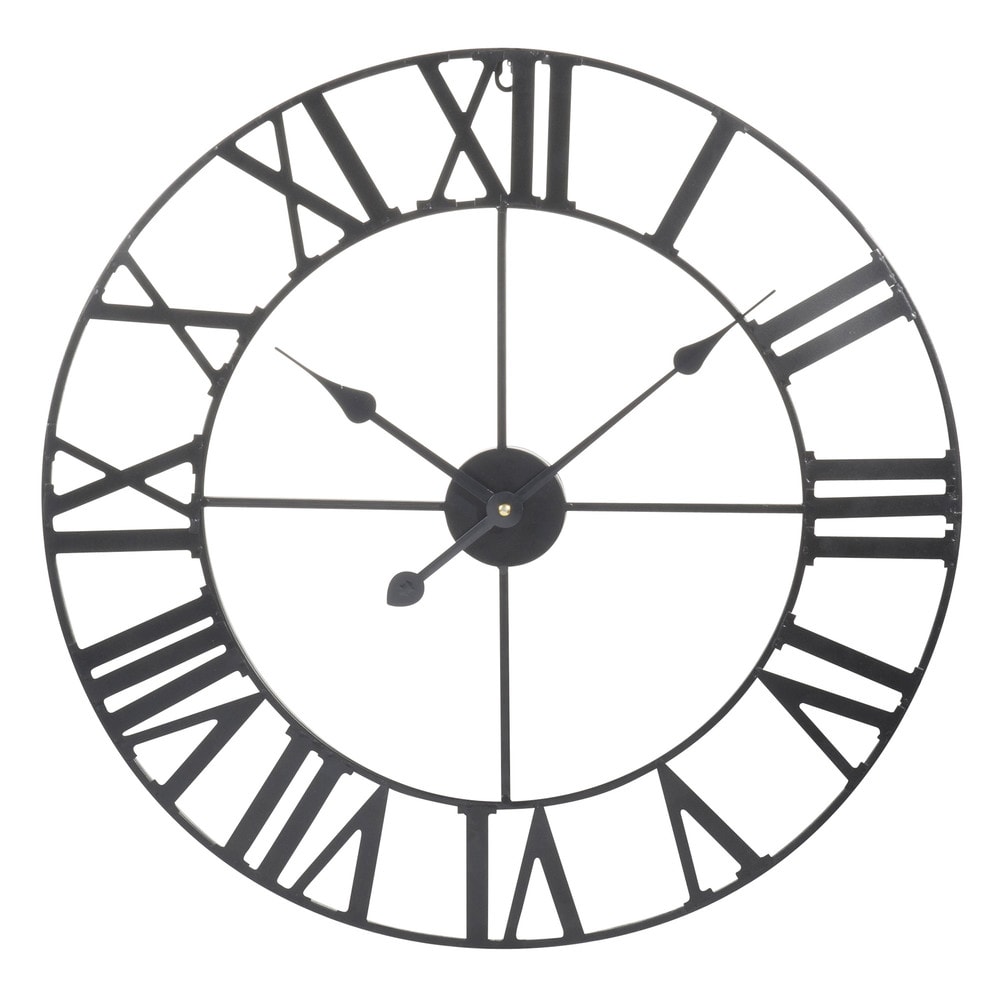 Schön Große Wanduhr Schwarz Wanduhr aus Metall schwarz D60