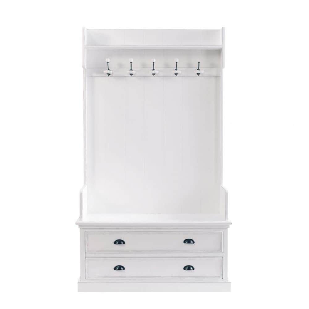 White hallway unit with 5 hooks W 110cm Newport Maisons du Monde