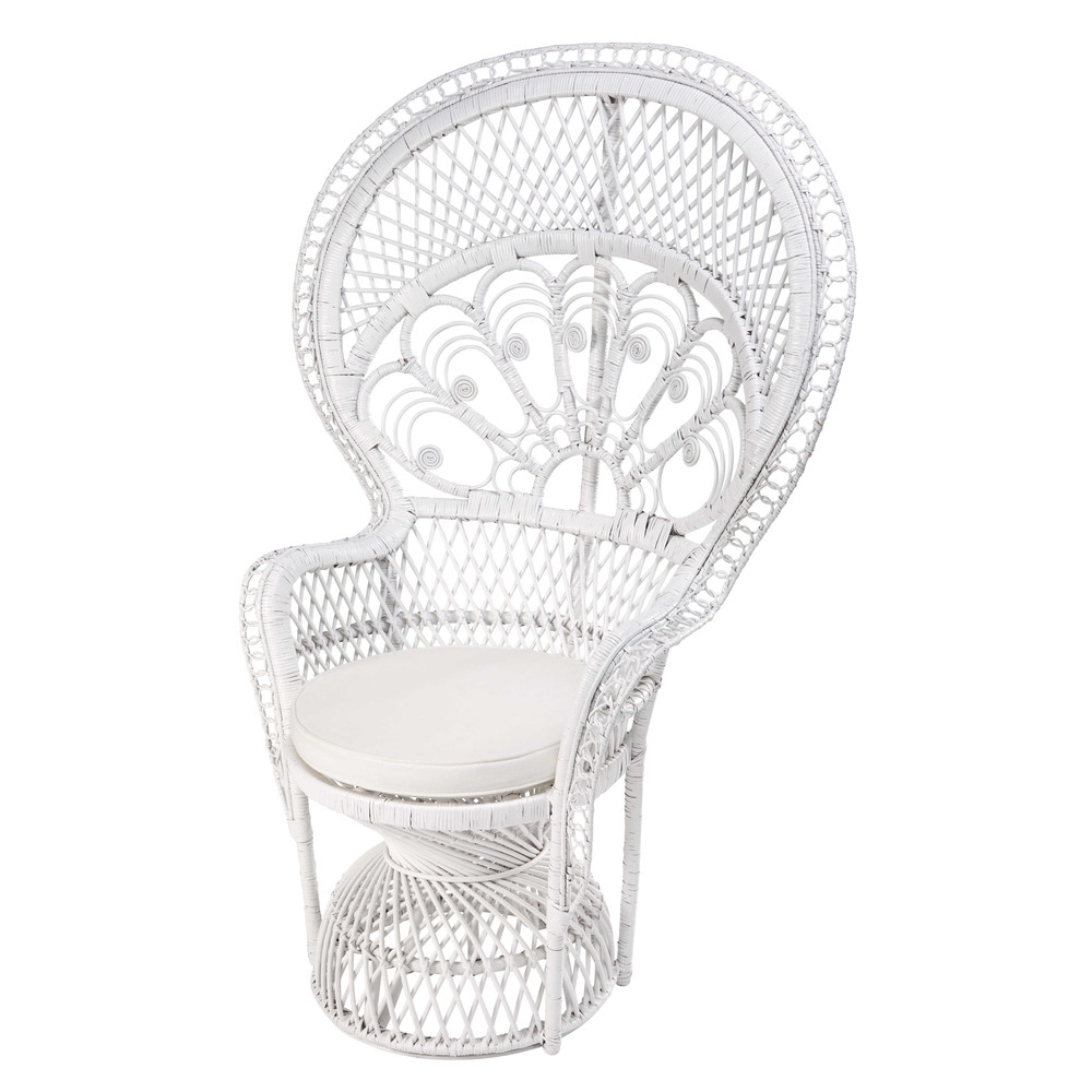 White rattan armchair Philippine Maisons du Monde