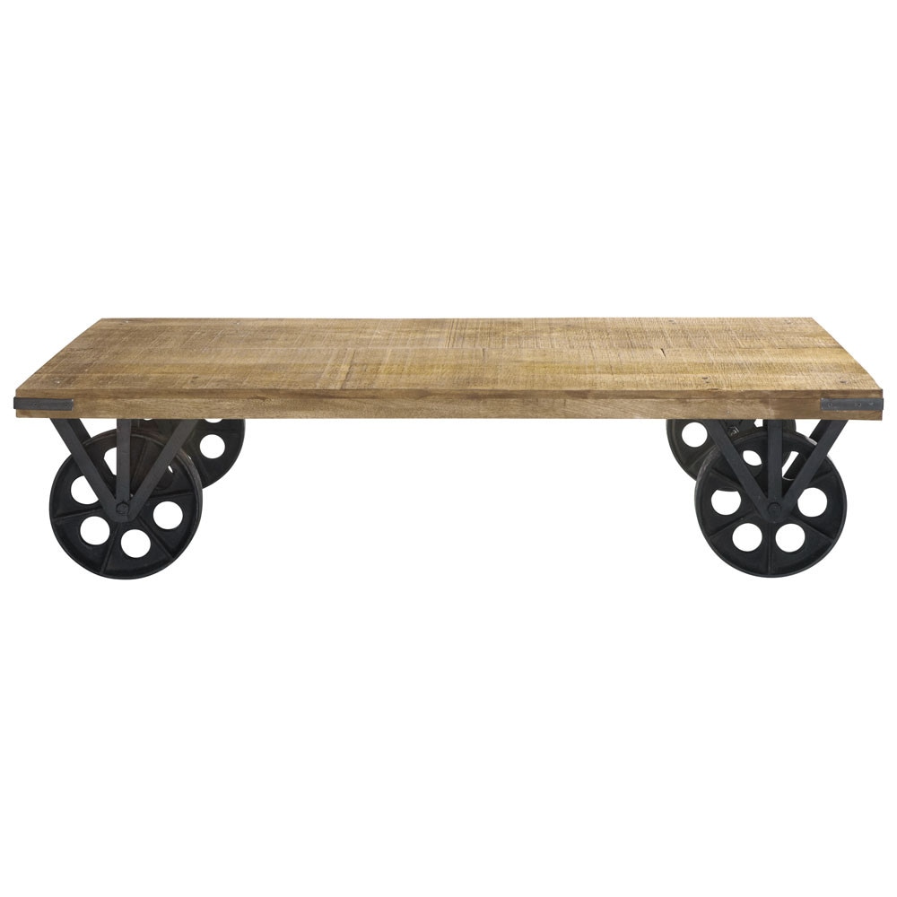 Wood and metal coffee table on castors W 145cm Gare du Nord Maisons