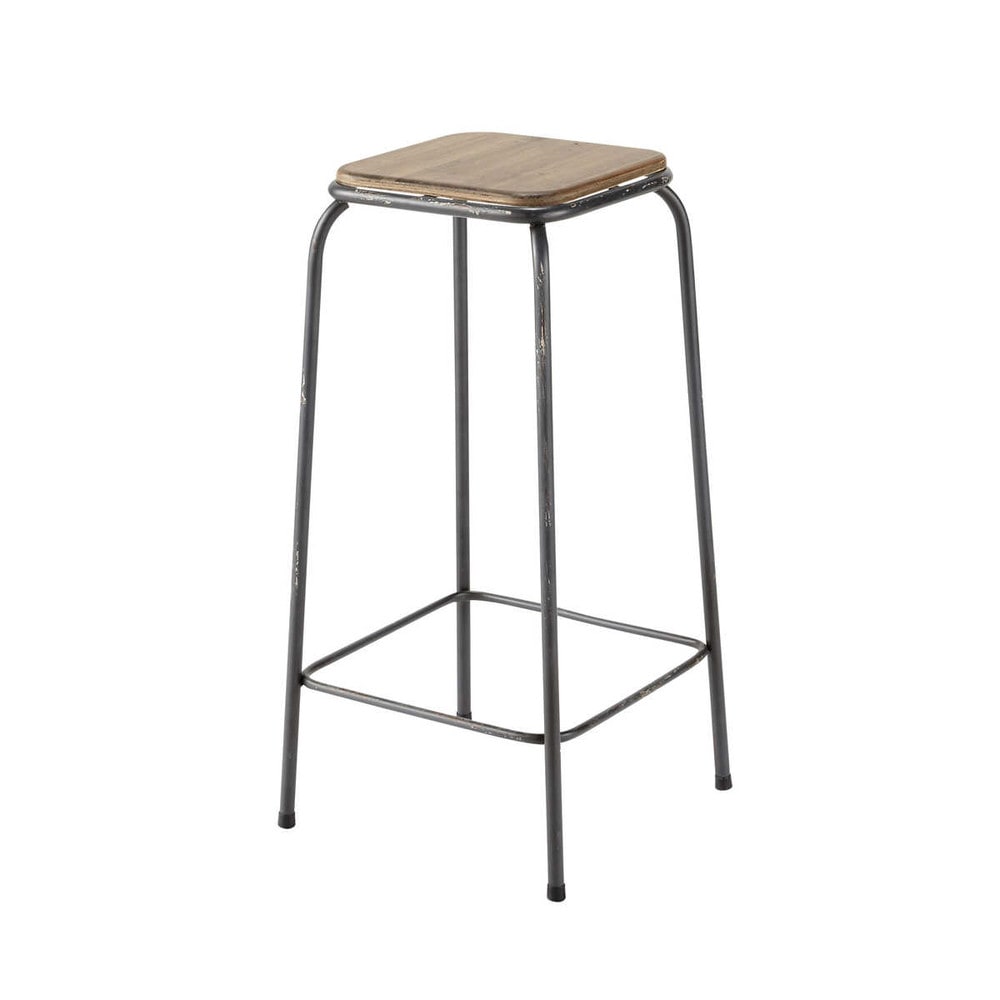 Wood and metal industrial bar stool Kraft Maisons du Monde