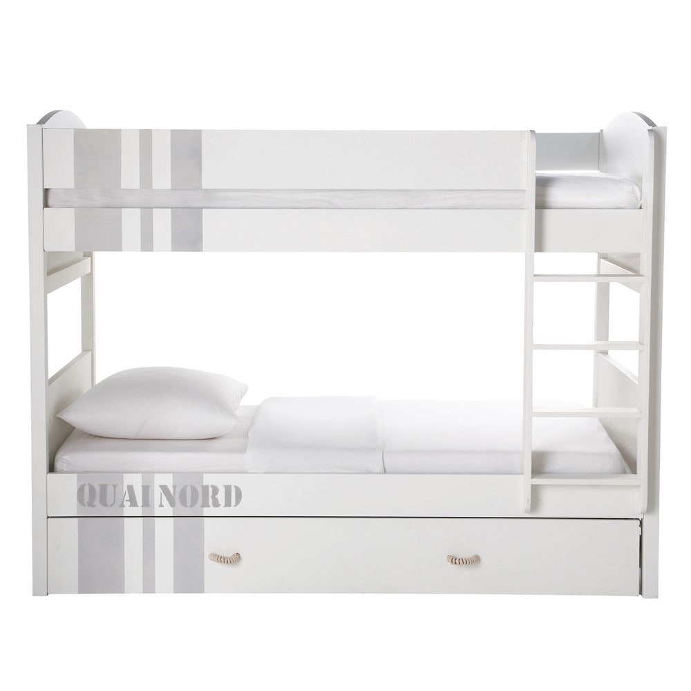 Wooden 90 x 190cm bunk beds in white Quai Nord Maisons du Monde