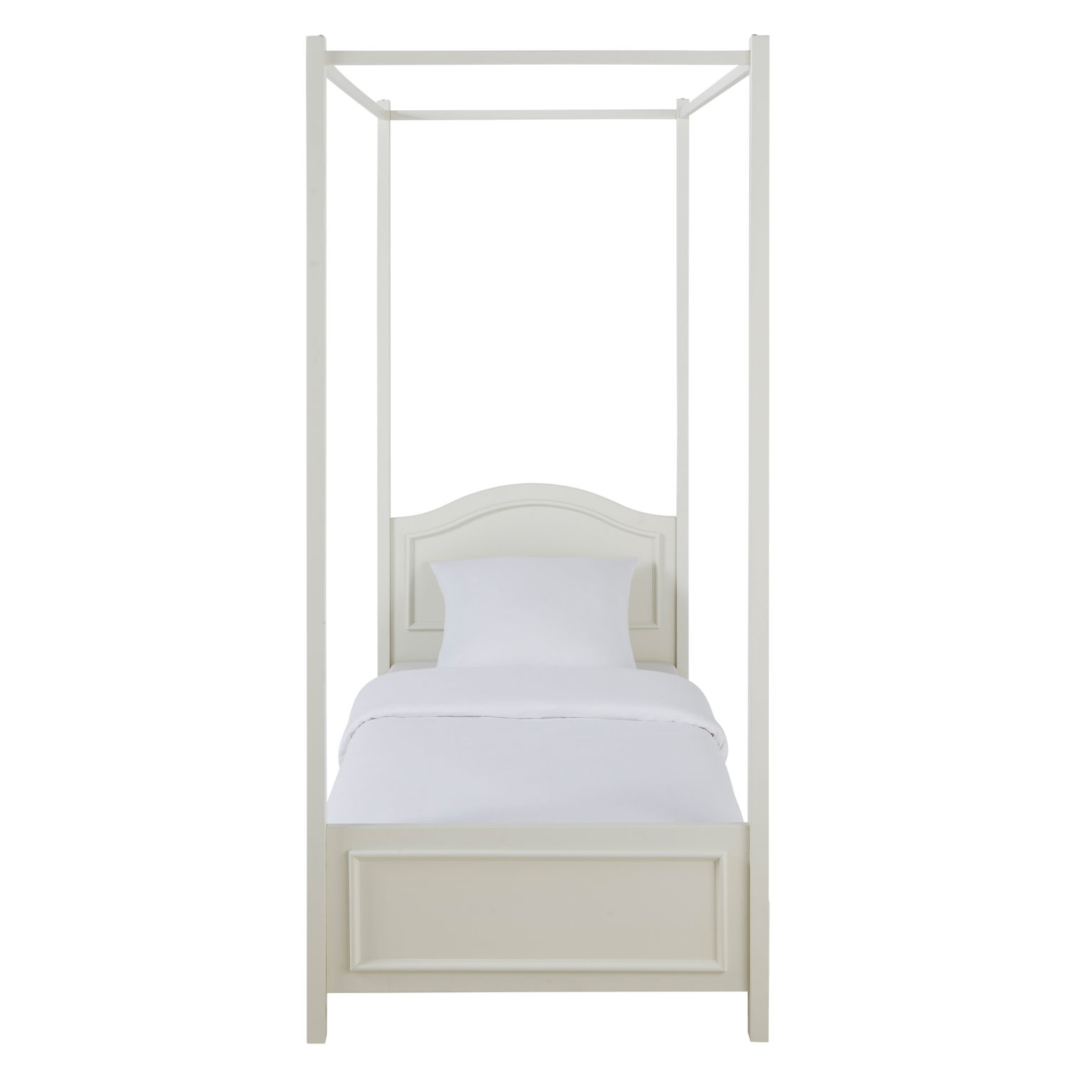 Wooden 90 X 190cm Four Poster Bed In White Manosque Maisons Du Monde