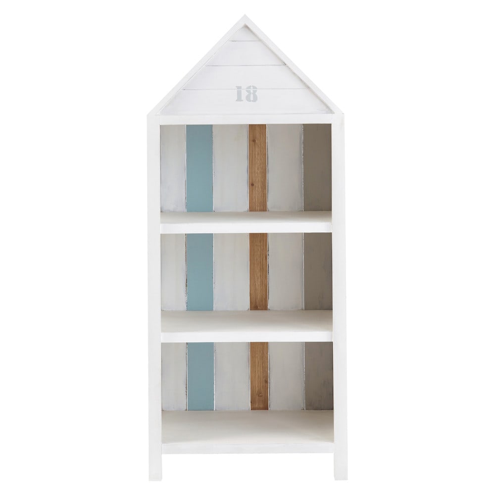 Wooden beach hut bookcase in white W 60cm Ocean Maisons du Monde