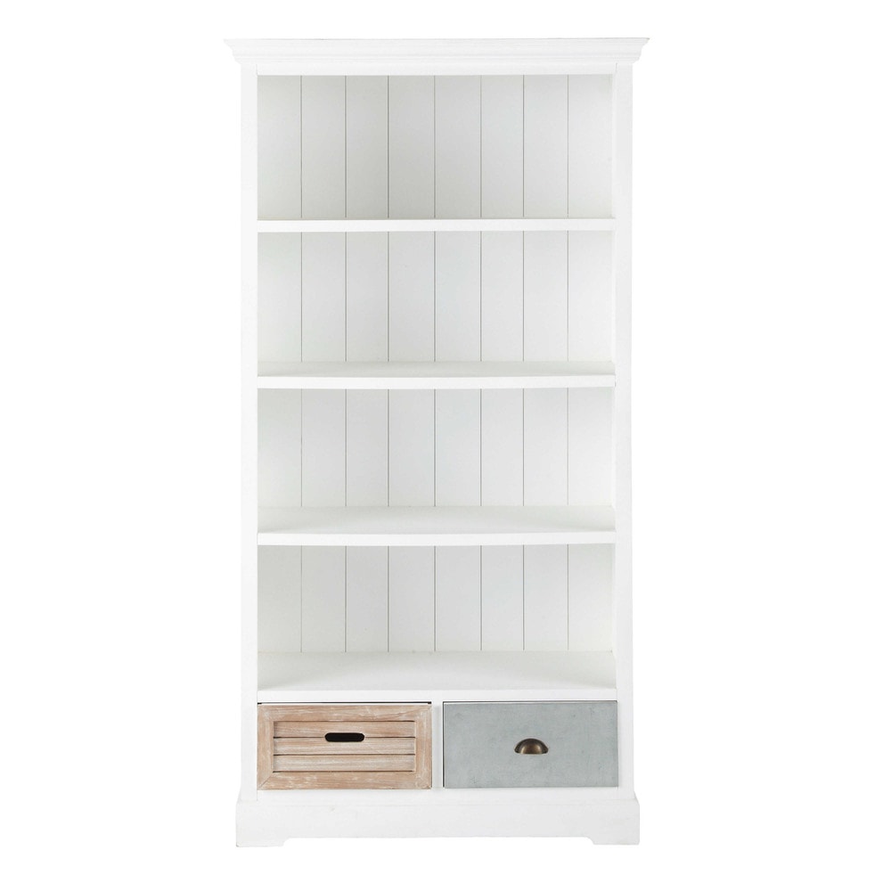 Wooden bookcase in white W 100cm Ouessant Maisons du Monde