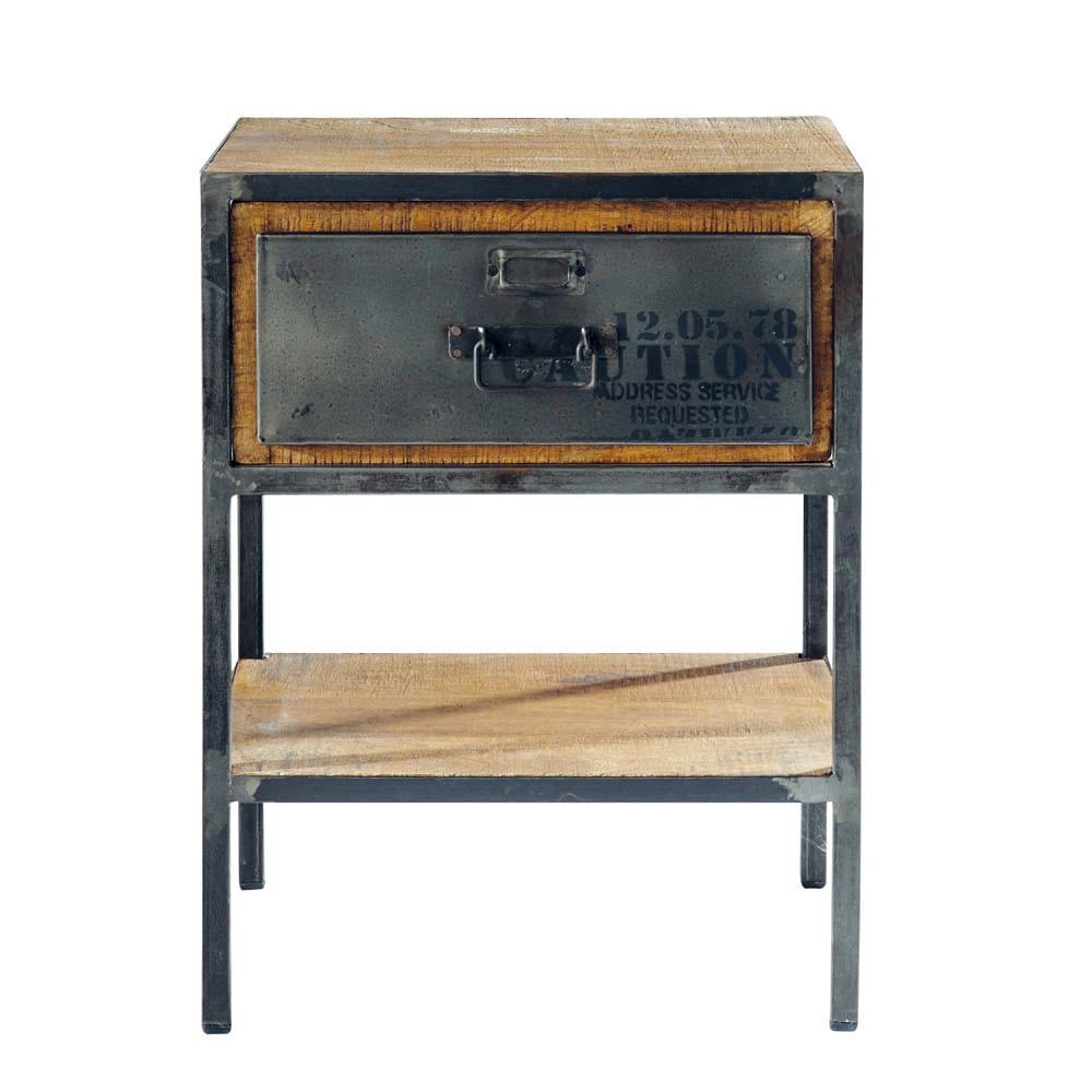Zwart metalen nachtkastje met lade B 45 cm Manufacture Maisons du Monde Zwart metalen nachtkastje met lade B 45 cm Manufacture Maisons du Monde